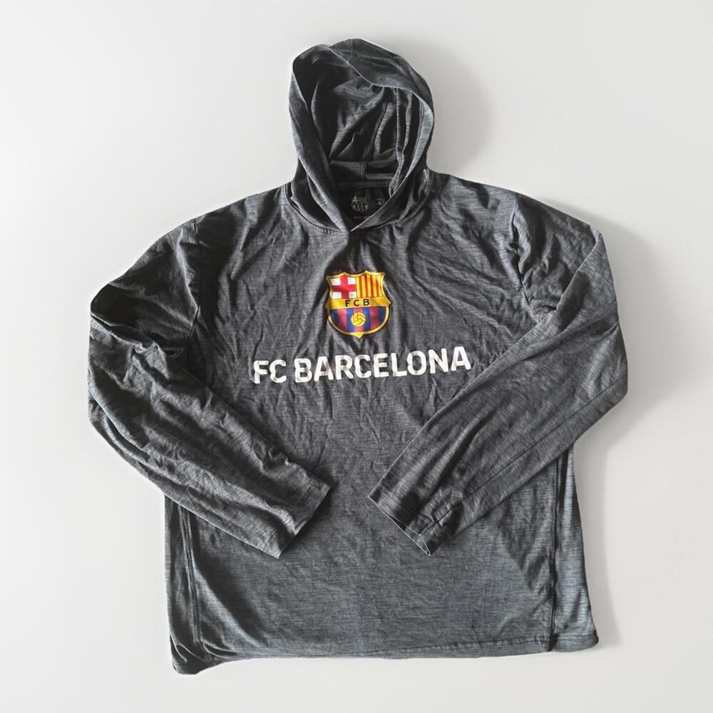 Barcelona Sweater Men Large Gray Soccer FCB Barca Sweatshirt